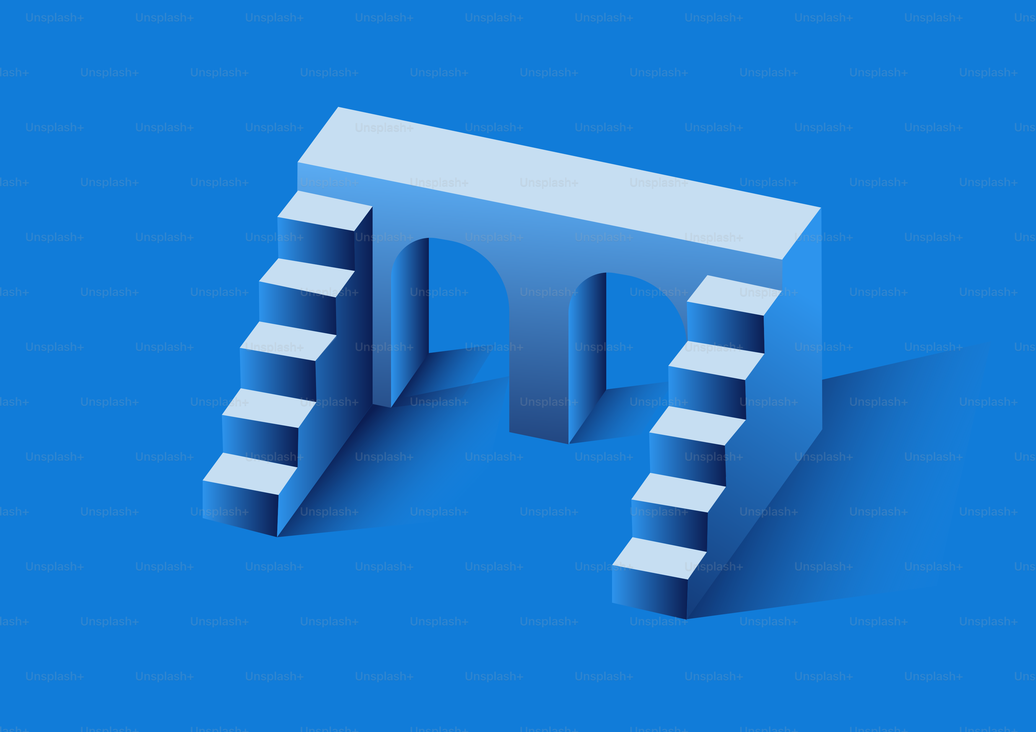 Abstract architectural structure with stairs and arches