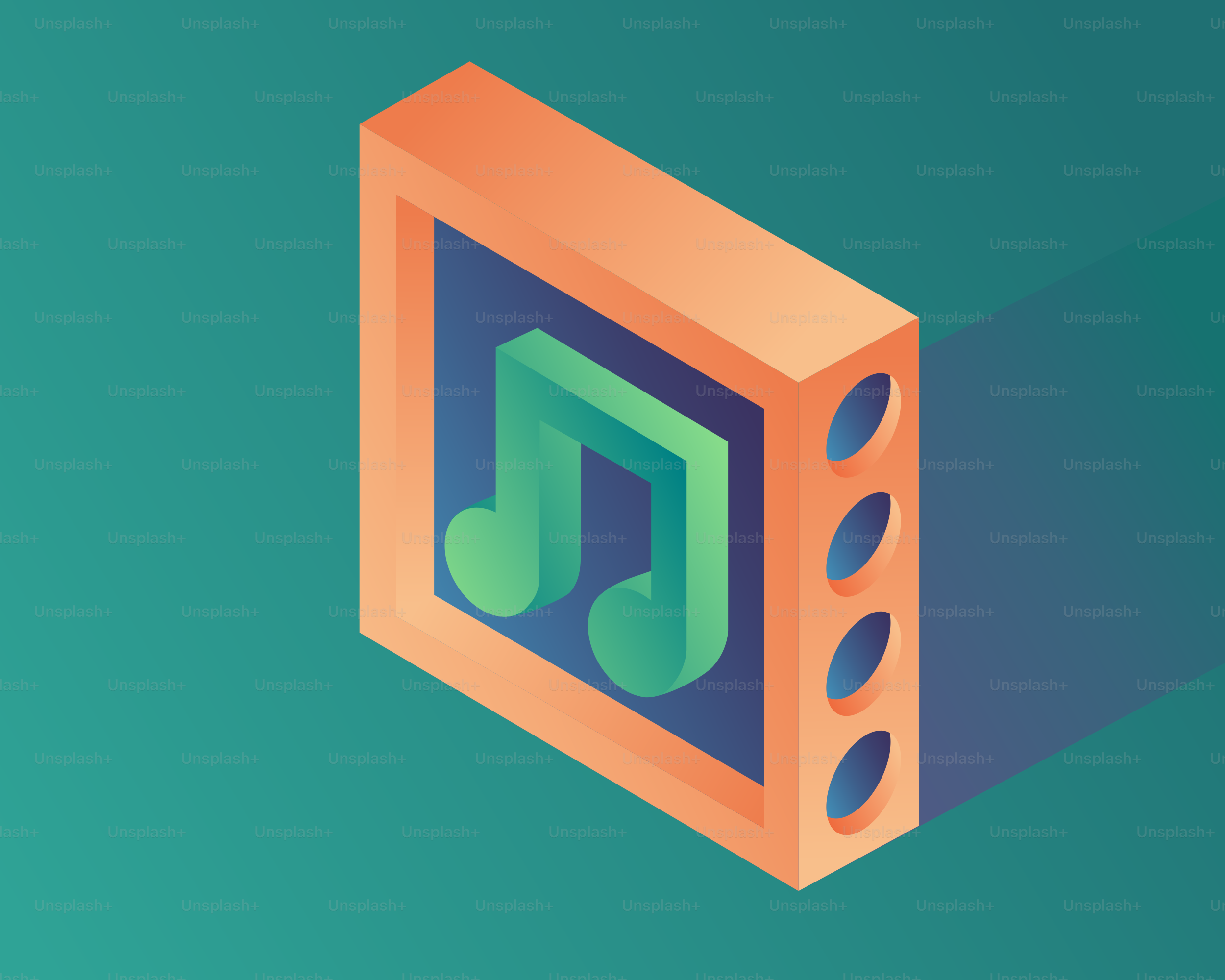 Orange frame with green musical note inside