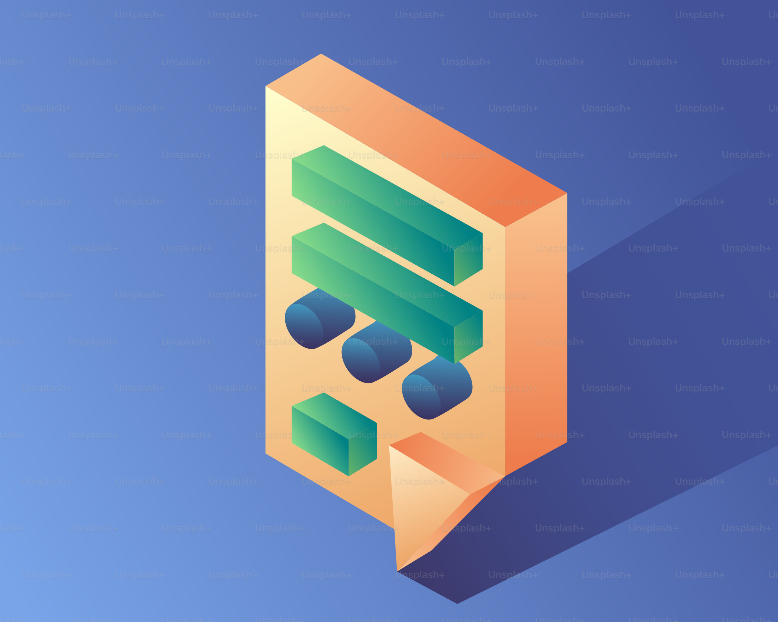 Isometric view of a document with checklist items.
