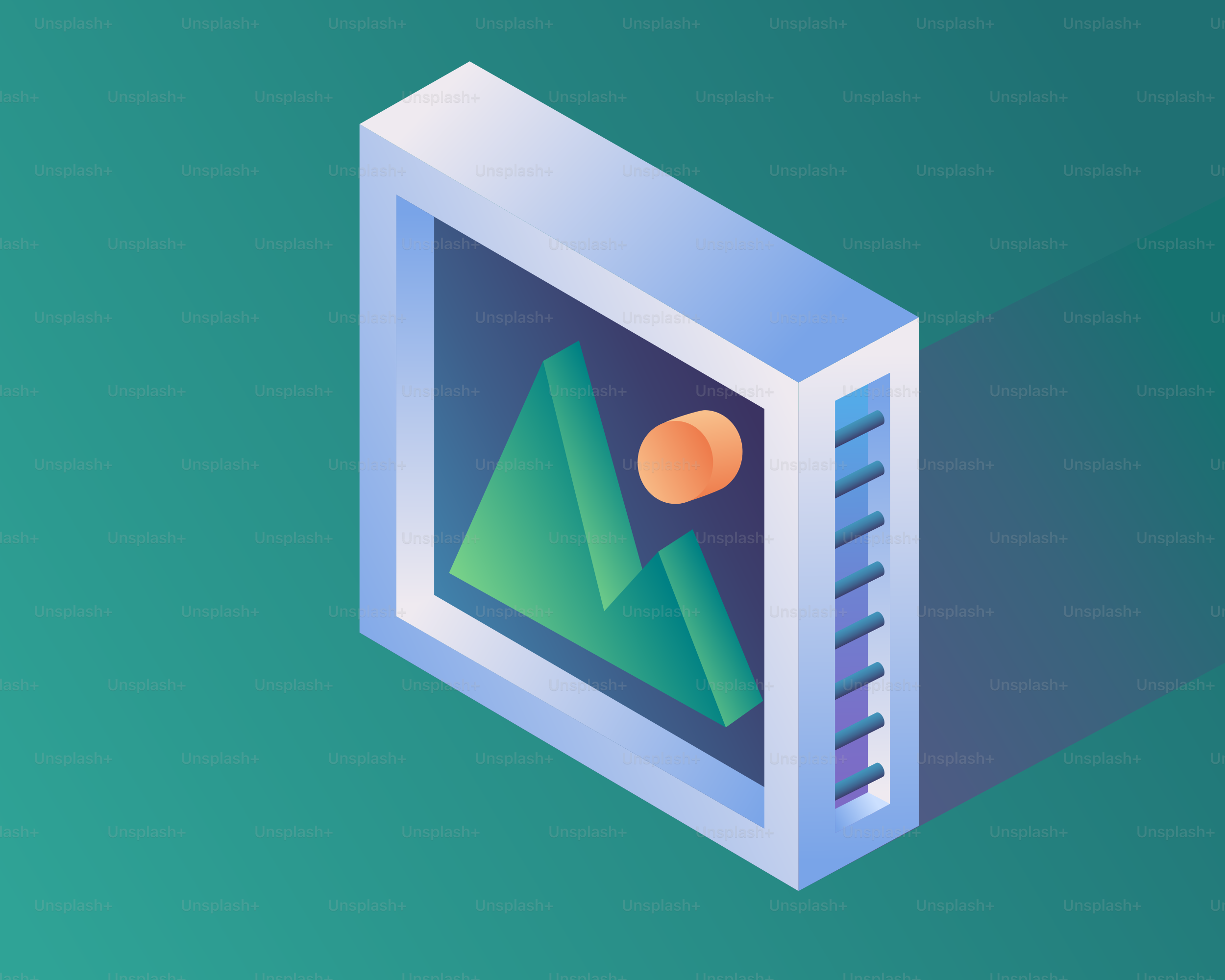 山岳風景を示すアイソメトリックフレーム