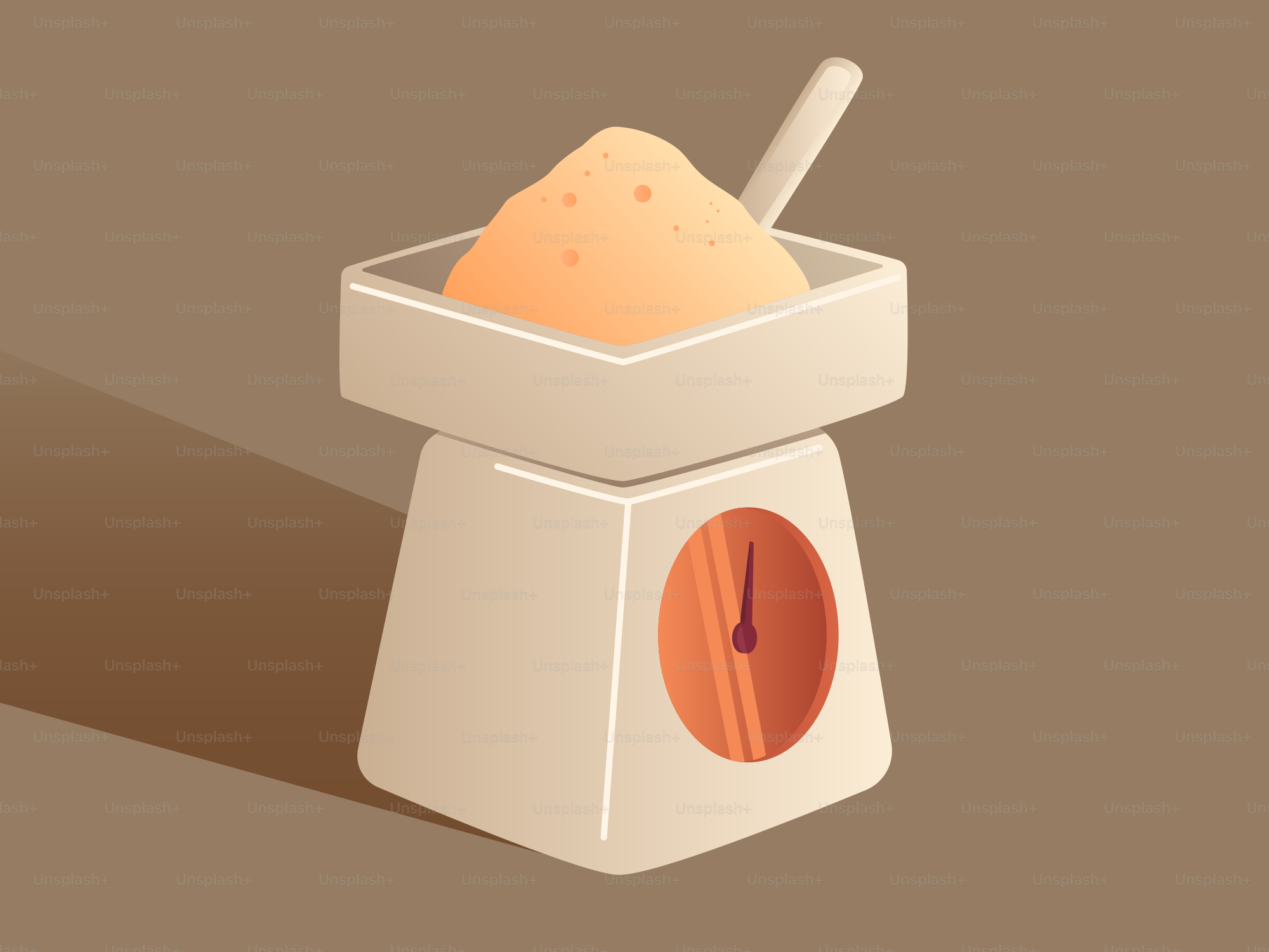 A kitchen scale with a pile of powder.