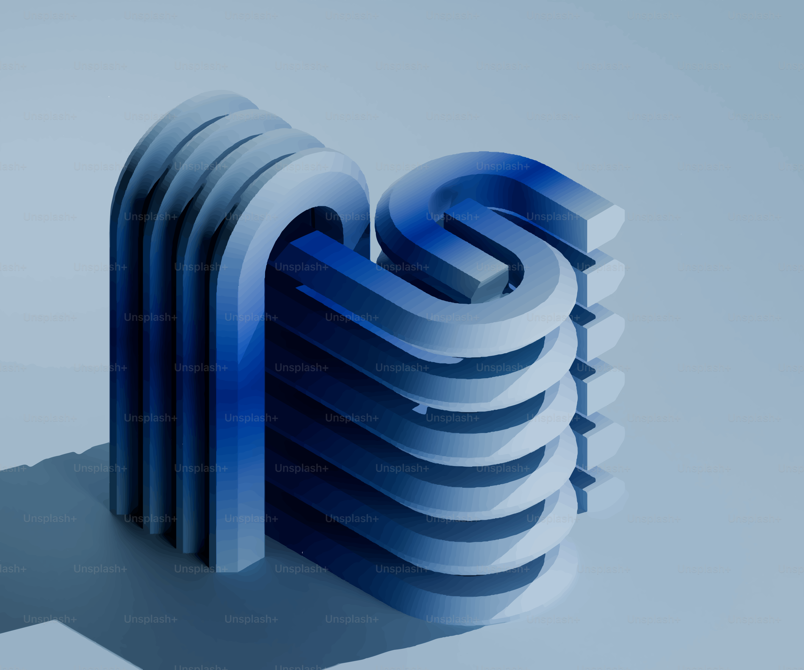 Gestapelte Metallbuchstaben, die die Initialen rs bilden