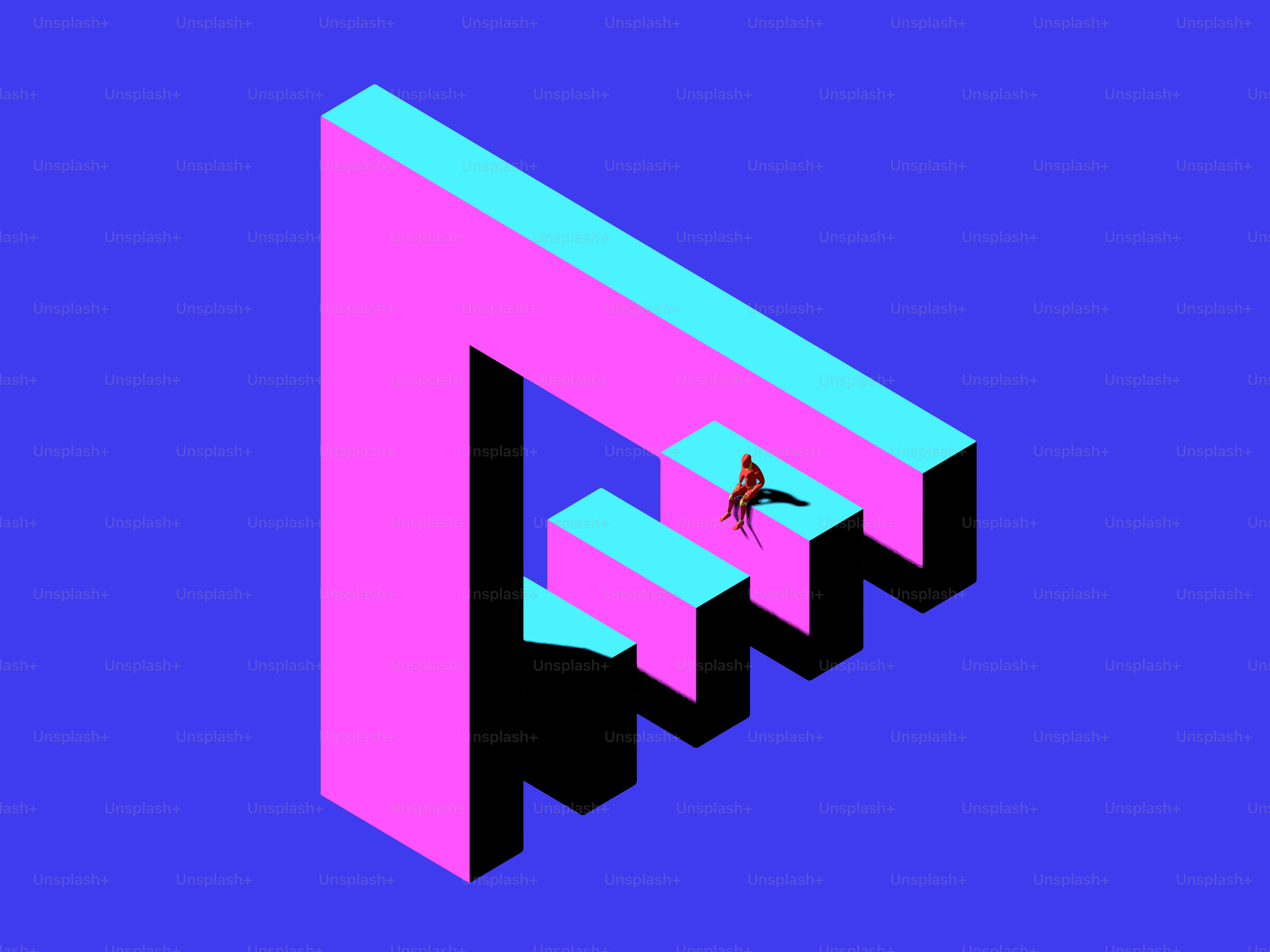 Impossible triangle with a butterfly on steps