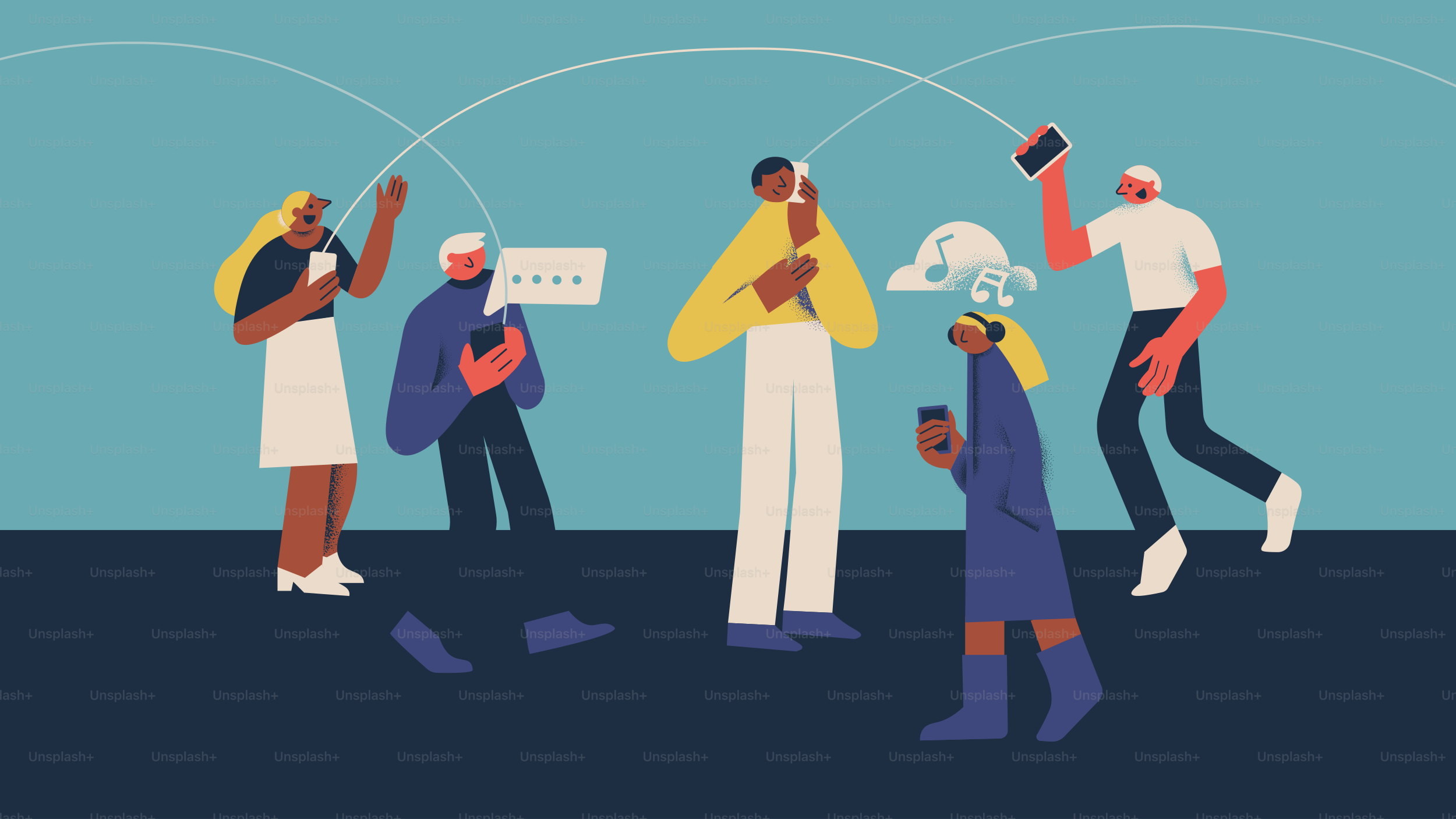 Personas comunicándose entre sí usando smartphones