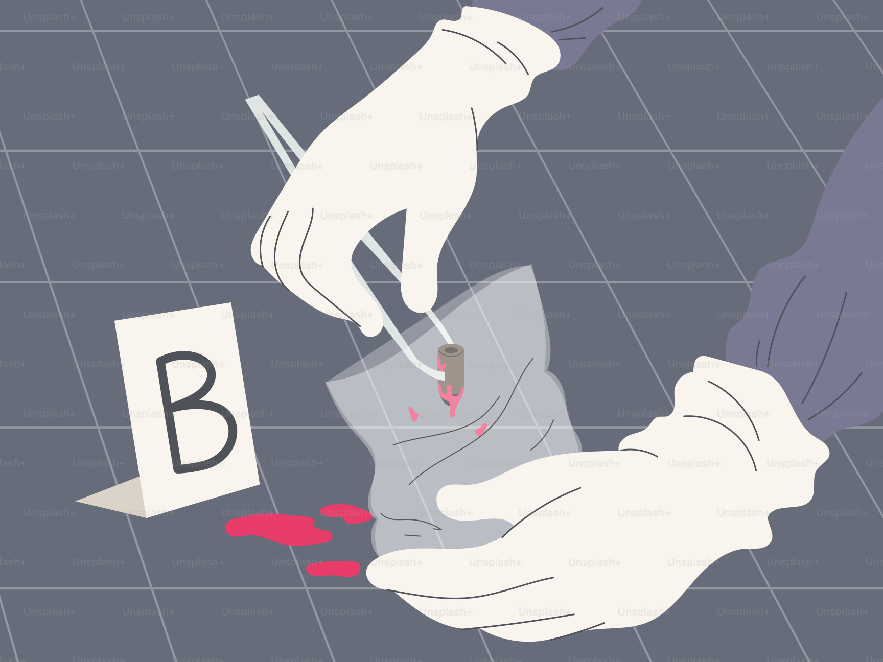 犯罪現場で証拠を収集する法医学者。