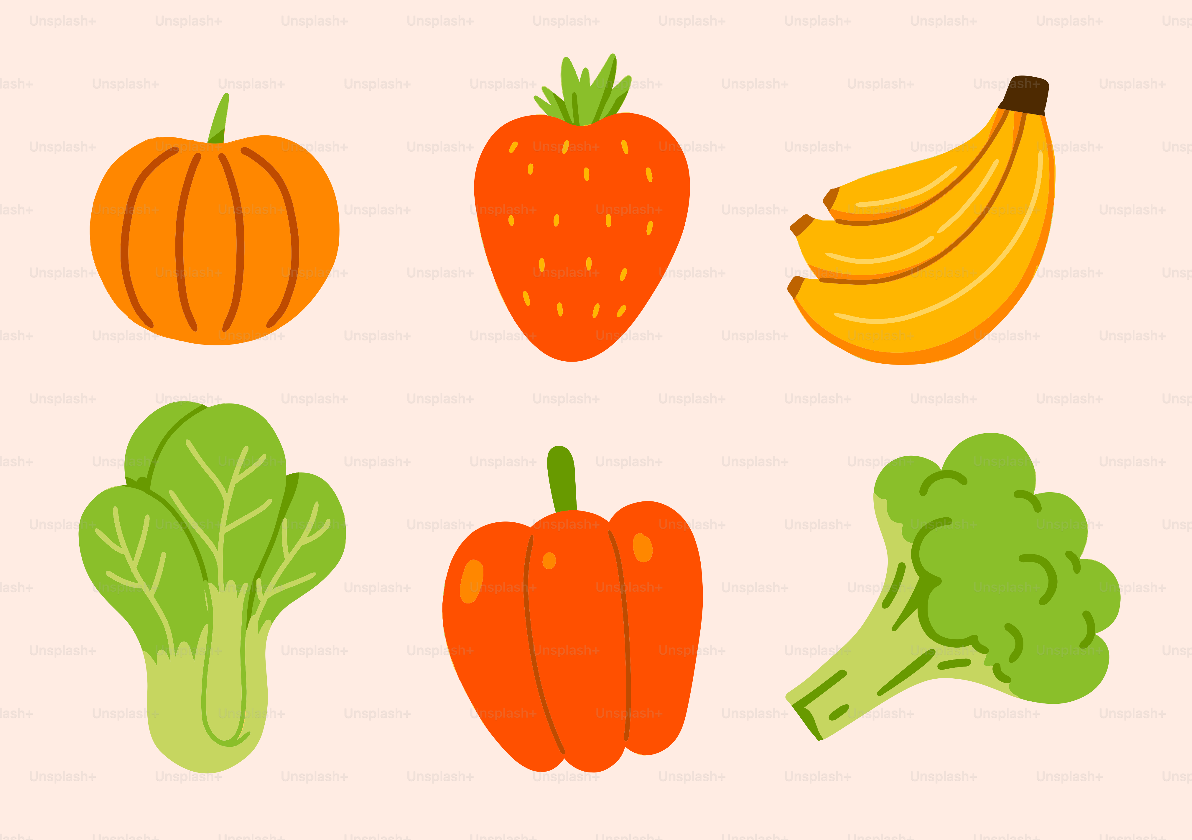 Assortment of fresh fruits and vegetables displayed