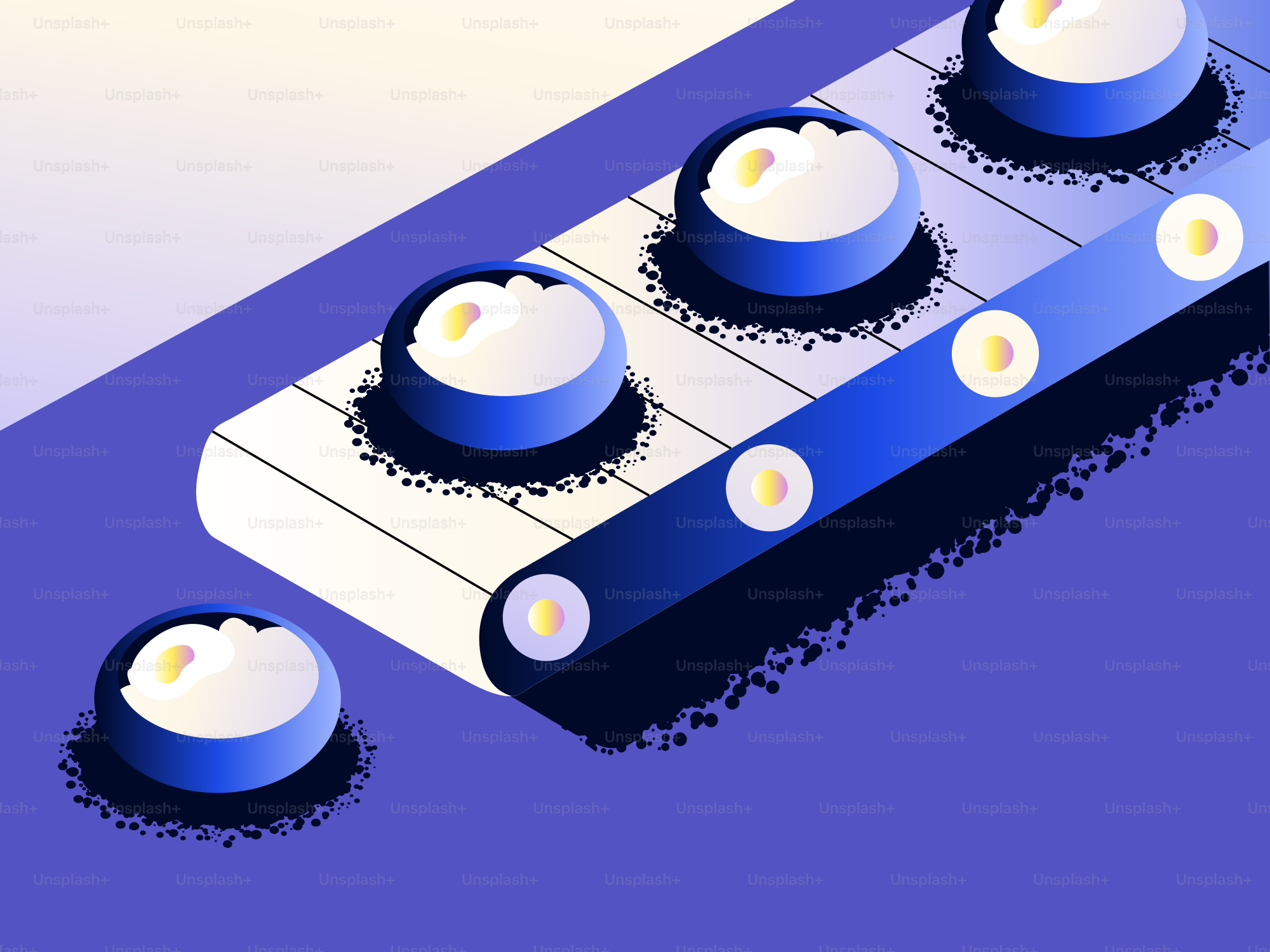 Objects moving on a conveyor belt