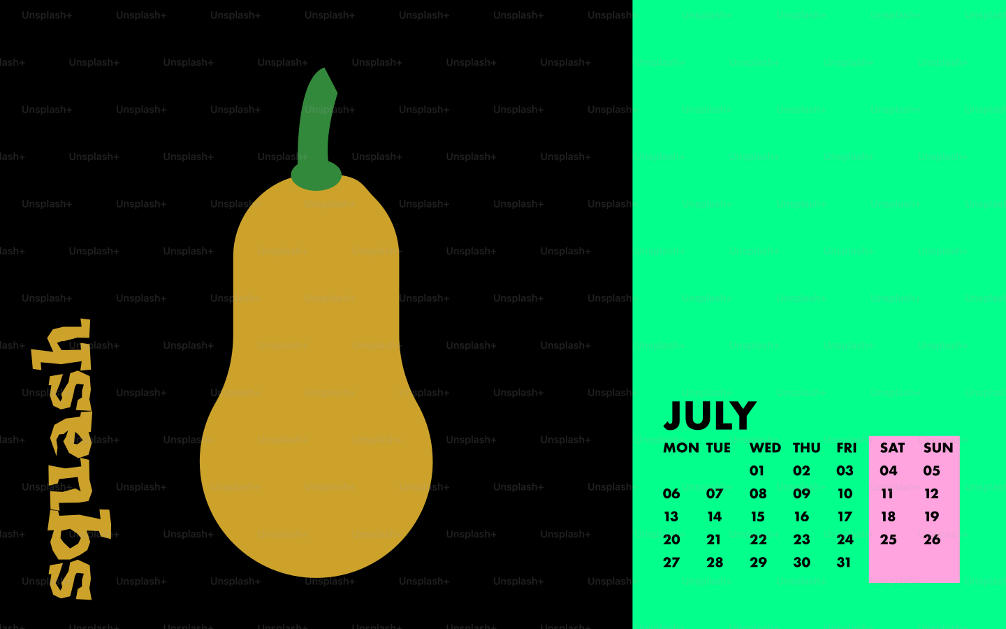 Butternusskürbis mit Julikalender auf schwarzem Hintergrund