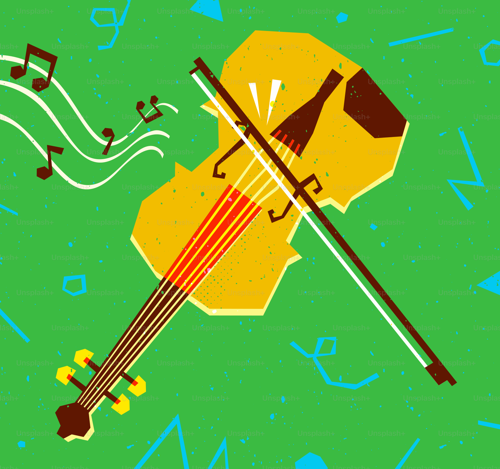 Un violon stylisé avec des notes de musique sur fond vert vectoriel – Image  de Abstrait sur Unsplash, image size:3000x2812