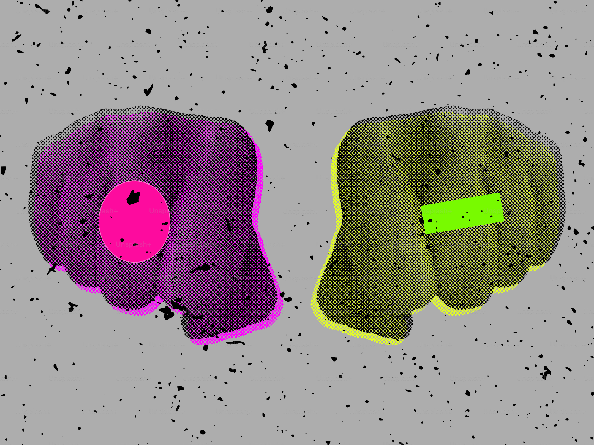 Two colored fists with accessories on them