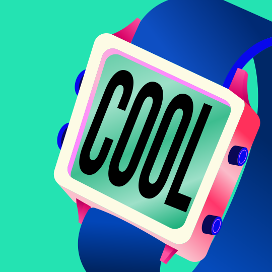 Digitale Uhr zeigt das Wort "cool" an