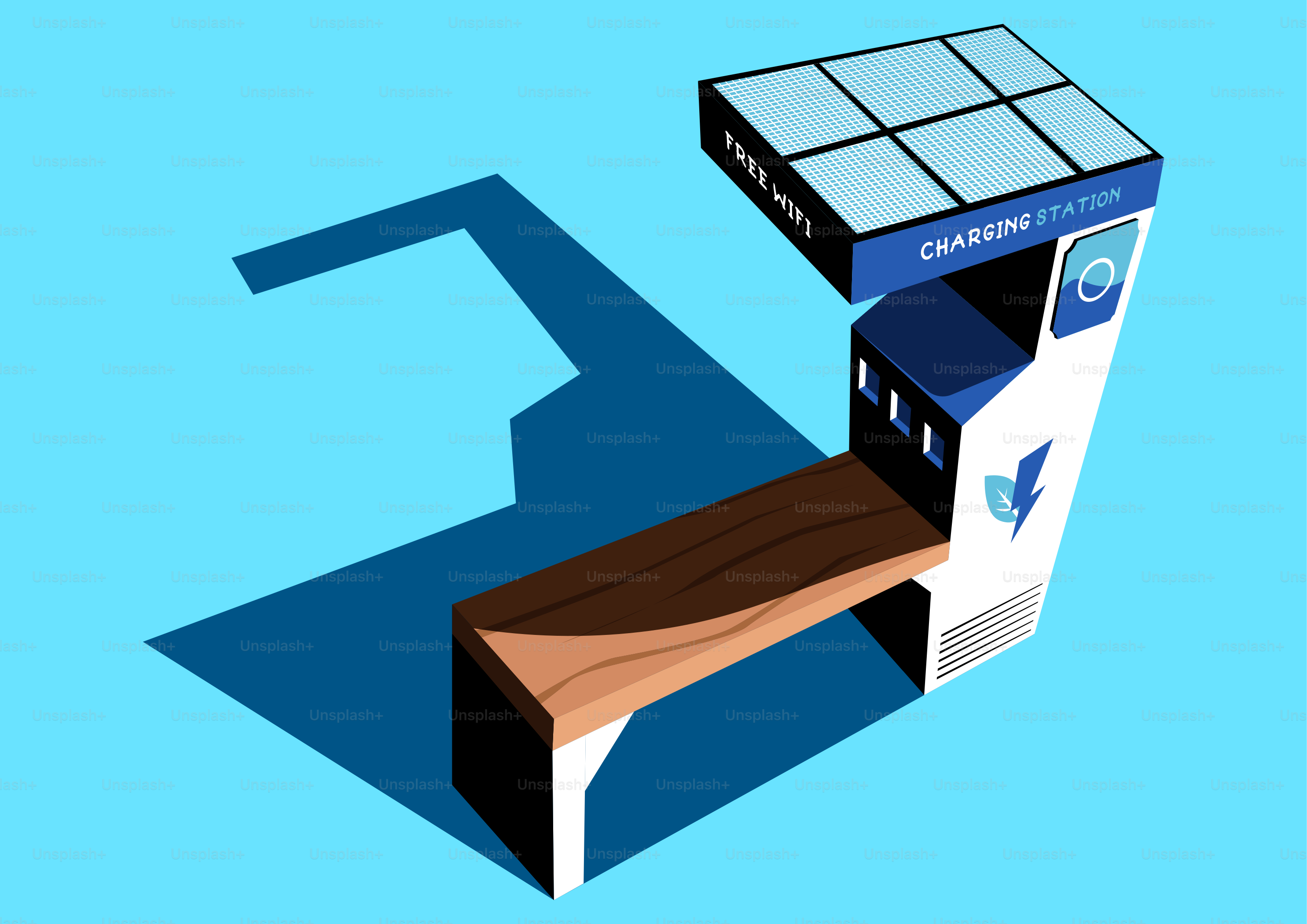 Station de charge solaire avec banc et banc