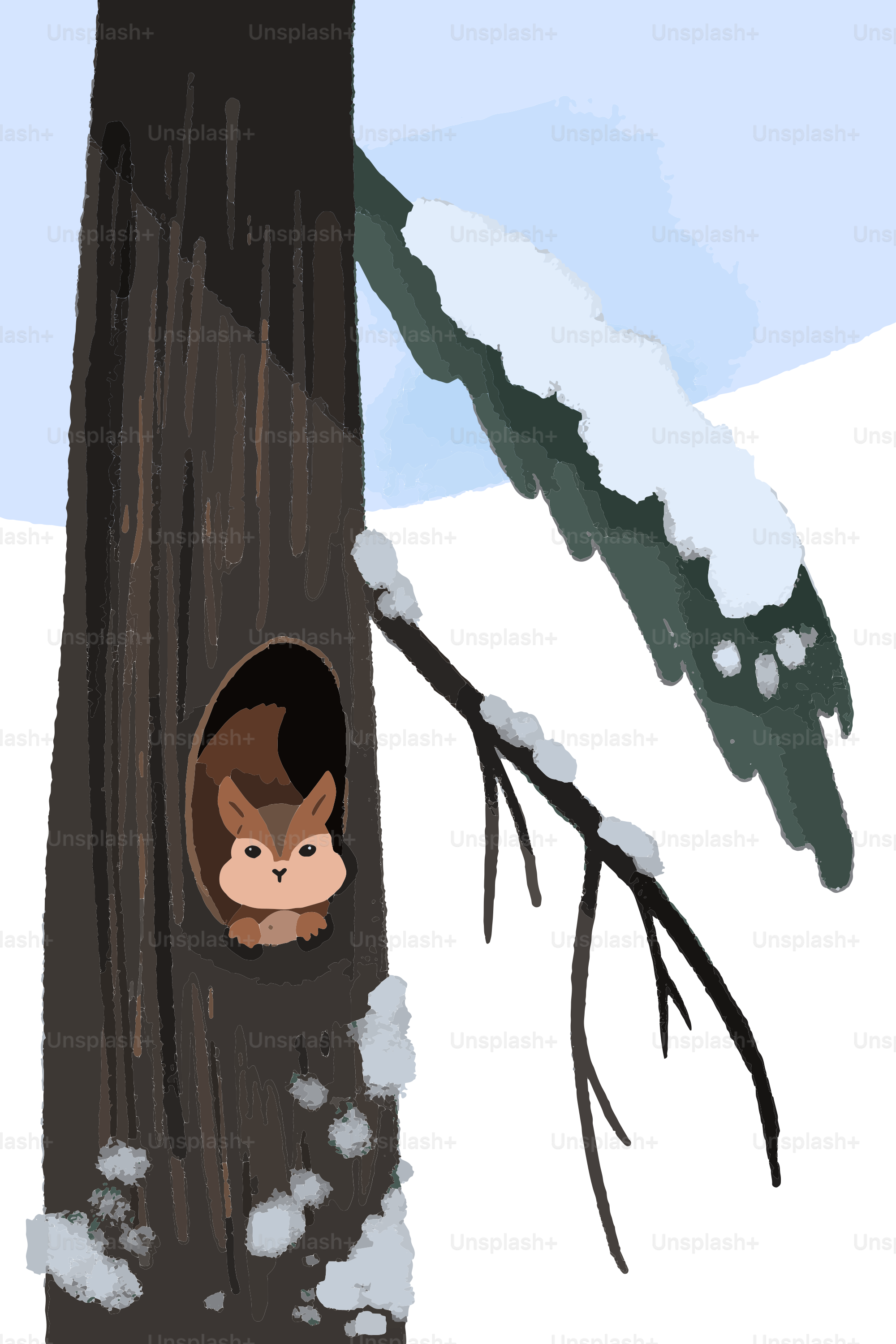 A cute squirrel peeks out from a tree hollow.