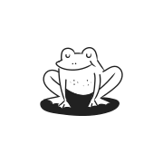 A simple line drawing of a frog sitting.