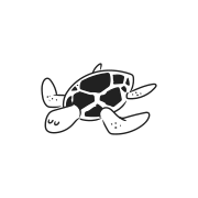 ウミガメが泳ぐシンプルな絵。
