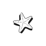 Una semplice stella marina disegnata a mano con un'ombra.
