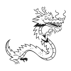 A cartoon drawing of a chinese dragon