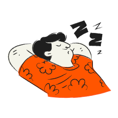 Pessoa dormindo profundamente com zzzs acima dela