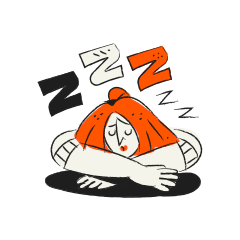 Woman sleeping with zzzs above her head.