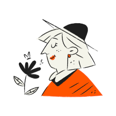 Woman smelling a flower with a butterfly