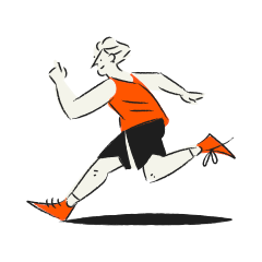 A stylized drawing of a person running