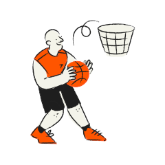 Homme jouant au basket et visant le panier