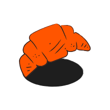 An orange croissant casting a shadow