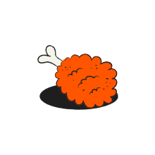 A cartoon fried chicken leg with a bone
