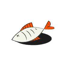 死んだ魚の漫画のイラスト。