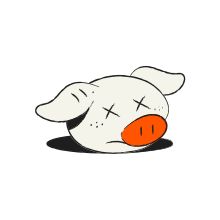 A cartoon pig head with x's for eyes.