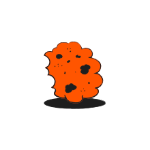 A cartoonish orange blob with dark spots