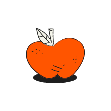 A red apple with a leaf and stem.