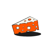 A wedge of orange cheese with holes.
