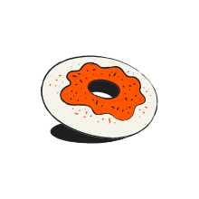 A frosted donut with sprinkles on a plate