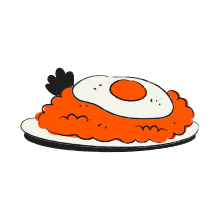 Plate of rice with fried egg and garnish