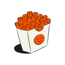 A carton of french fries with a smiley face.