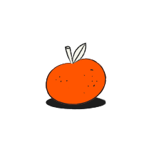 A simple orange with a leaf and stem.