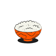 Bol de riz blanc avec motif orange