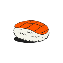 A piece of salmon sushi on white background
