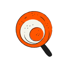 Orange lollipop with a white center and black stick