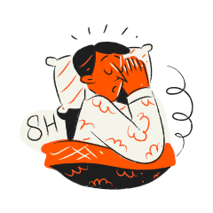 Man covering face while lying on pillow