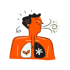 Person exhaling with healthy lungs