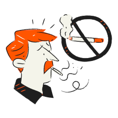 Man smoking with a no smoking sign