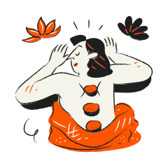 Person receiving hot stone massage therapy