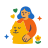 Una persona abraza a un gato amarillo esponjoso con corazones.