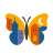 Butterfly with city skyline and crescent moon