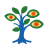 A stylized tree with eyes for leaves