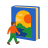 Person walking into a book with a landscape