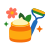 Jar of cream with flower and grooming tool