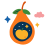 Orangenbirne mit Apfel im Inneren und Sternen